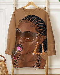 Sunglasses Lollipop Brown Women Long Sleeve Sweatshirt