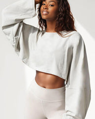 Women's Plain Batwing Sleeve Crop Sweatshirt