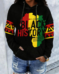 I Am Black History Mouth Long Sleeve Hood Hoodies