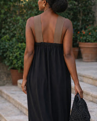 Cross-cut Backless Contrast Color Elegant Dress