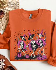 Halloween Dancing Skeleton Cotton Long Sleeve Sweatshirt
