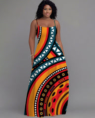 Sling The African Pattern Design Art Holiday Pocket Dress
