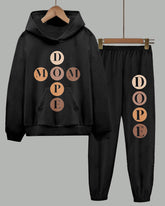 Mom Dope Letter Print Long Sleeve Hoodie Two Pieces Set