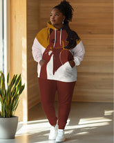 Abstract Human Face Long Sleeve Hoodie Two Pieces Set