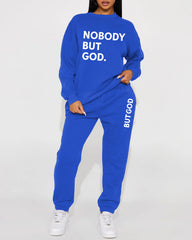 Nobody But God Crew Neck Sweatshirt Two Pieces Set