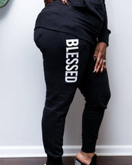 Simple Blessed Hooded Long Sleeve Two Pieces