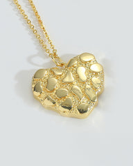 Vintage Nugget Heart Charm Pendant Necklace