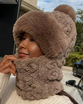Hat And Scarf One-piece Plus Velvet Padded Windproof Cold-proof Cap