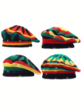 Women's Rasta Reggae Berets, Knitted Halloween Caps, Casual Outdoor Beanie Hats
