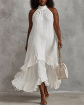 Women's Elegant Sleeveless Ruffles Maxi Dress