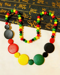 Reggae-Color Wooden Necklace for Black History Month & Juneteenth
