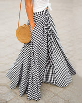 Classic Plaid High-waisted Flared Skirt