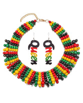 Reggae-Inspired Colorful Multi-layer Braided Choker & Earring Set