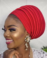 Multi-Layered Solid-Color Glossy Turban Hat