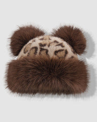 Autumn And Winter Bear Ears Thickened Warm Ear Protection Leopard Plush Mongolian Hat