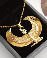 1pc Fashion Ancient Egyptian Goddess Spread Wings Pendant Necklace For Men And Women, Retro Good Luck Amulet Jewelry Gift
