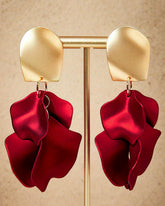 Elegant Rose Flower Steel Pin Drop Earrings