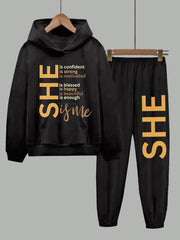 She Is Me Long Sleeve Hoodie Two Pieces Set
