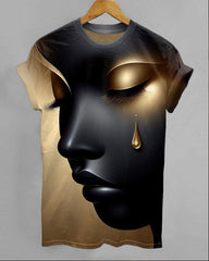 Golden Tears Black Woman Art Unisex Short Sleeve Shirt