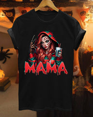 Killer Halloween Horror Mama Cotton Crew Neck Short Sleeve Tshirt