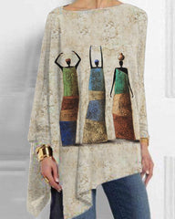 Art Three Blacks Print Cropped Hem Top