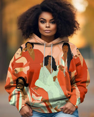 Personalized Orange Black Girl Printed Hoodie