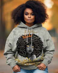 Black Girl Iam Printed Pocket Women's Hoodie