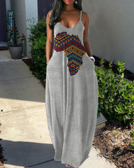 Sling Africa Map Print Dress