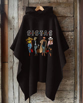 Sistas Sisters Hooded Warm Shawl Cape