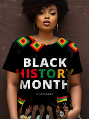 Casual Black History Month Printed Short Sleeve T-Shirt
