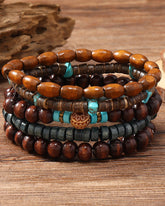 Simple Gravel Pattern Wooden Bead Bracelet
