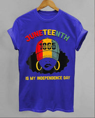 Black Juneteenth 1865 Girls Cartoon Print Round Neck T-Shirt