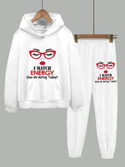 I Match Energy Long Sleeve Hoodie Two Pieces Set