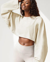 Women's Plain Batwing Sleeve Crop Sweatshirt