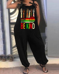 Gesture Slogan Printed Women's Jumpsuit