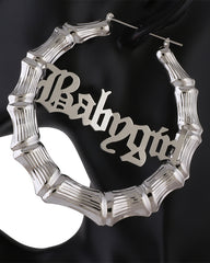 Babygirl Round Large Hoop Bamboo Earrings