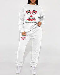I Match Energy Women's Crew Neck Sweatshirt Two Pieces Set