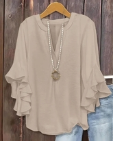 V-Neck Ruffle Lace sleeves Blouse