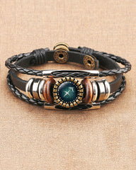 Twelve Constellations Time Gem Cowhide Bracelet