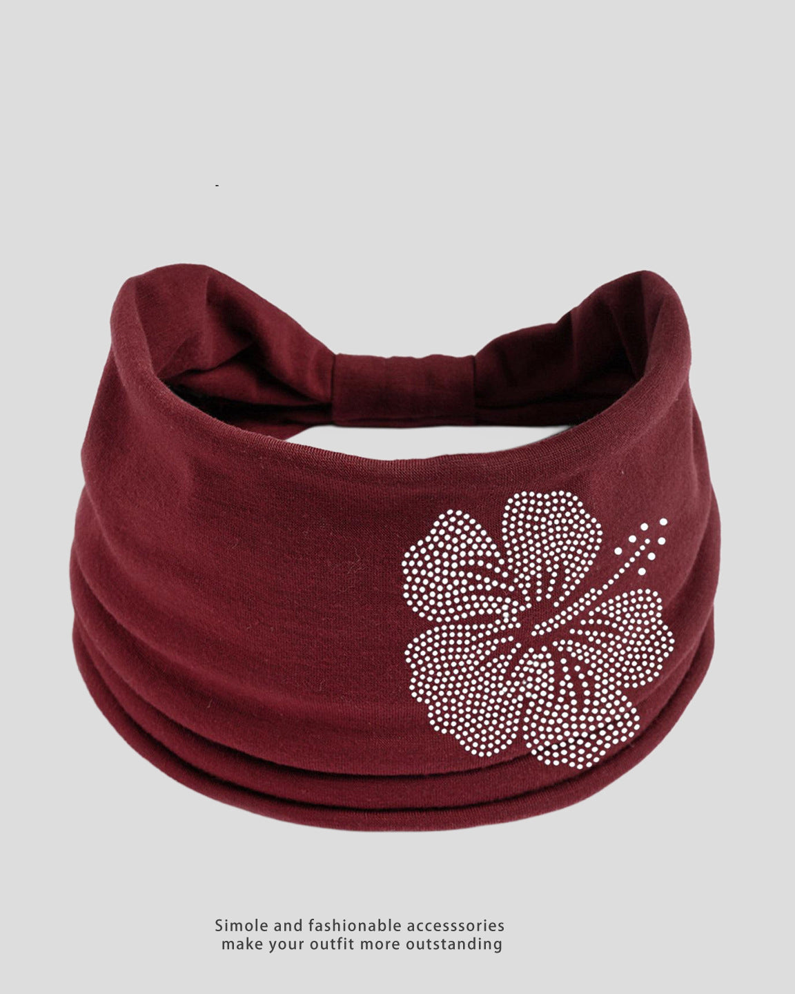 Wide Stretch Headband With Rhinestone Floral Decor