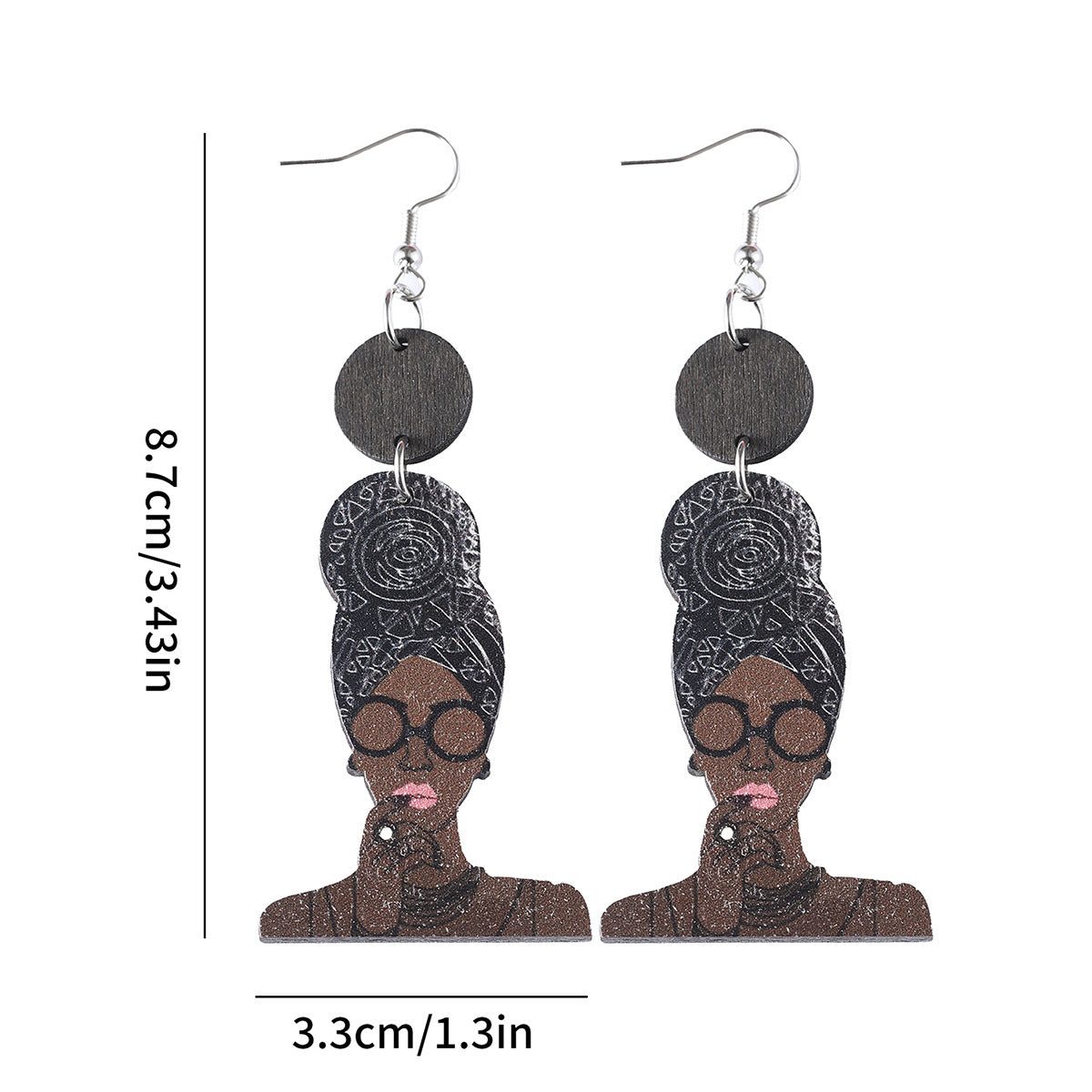 Juneteenth African Style Queen Head Pendant Earrings