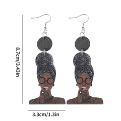 Juneteenth African Style Queen Head Pendant Earrings