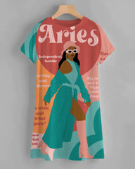 Aries Girly Season Print Loose Shirt Dress