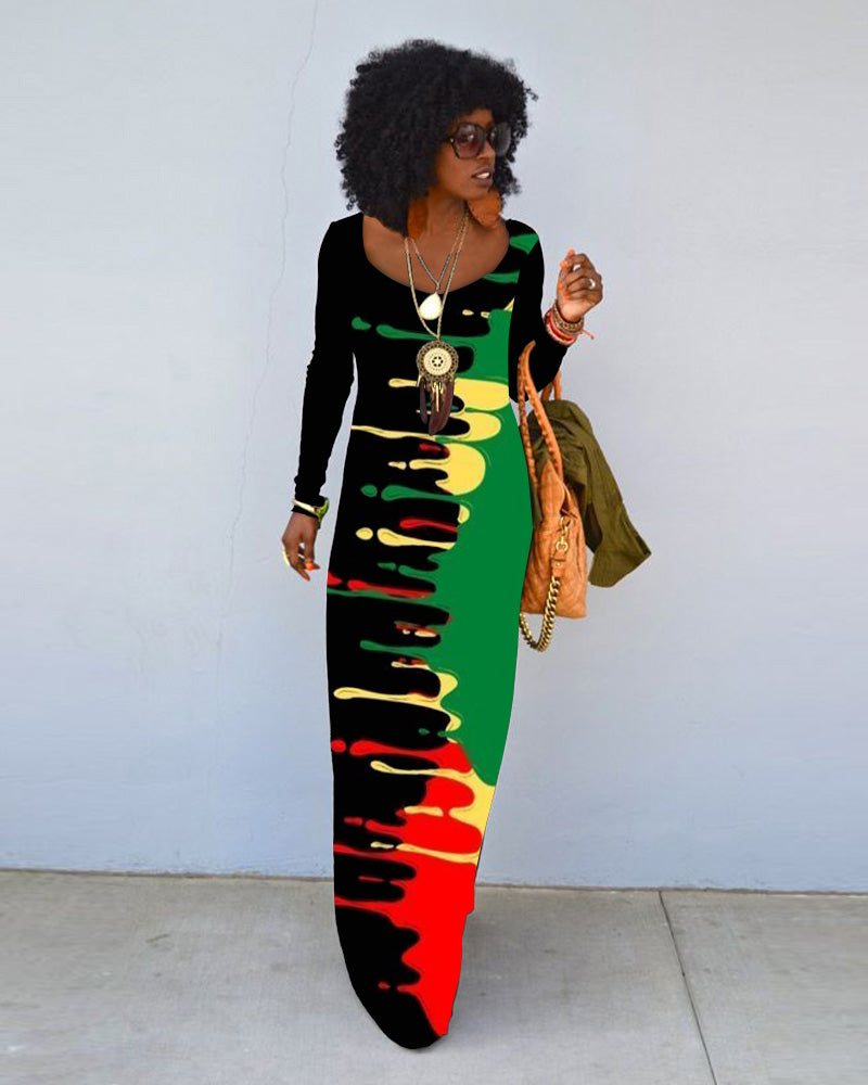 Crew Neck Long Sleeve Dress