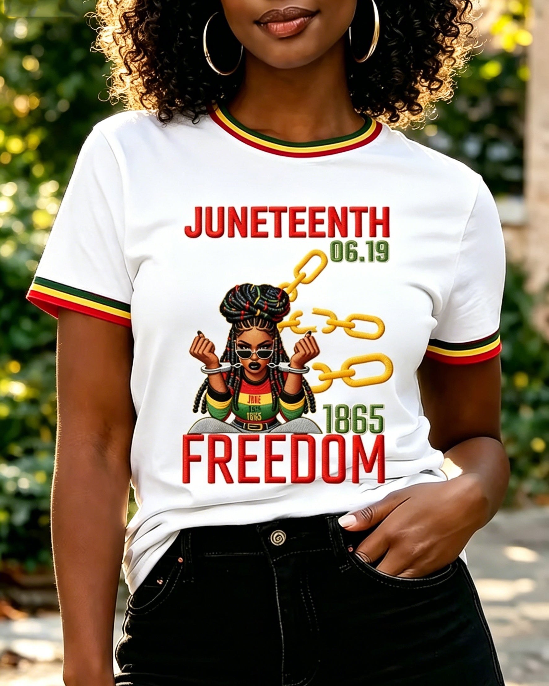 Juneteenth Freedom Print Crew Neck Short Sleeve Tshirt