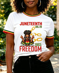 Juneteenth Freedom Print Crew Neck Short Sleeve Tshirt