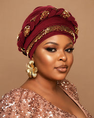 Gold Sequin Braid Turban Hat