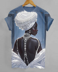 White Pearl Wedding Dress Girl Crew Neck Short Sleeve Tshirt
