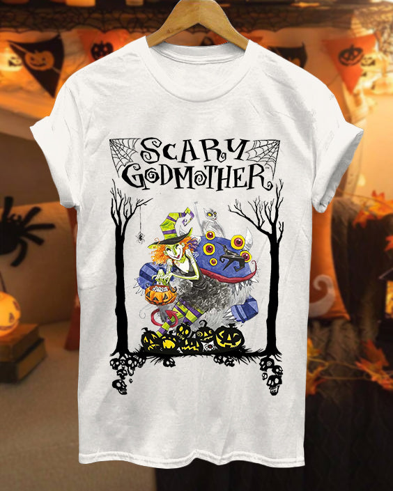 Official Scary Godmother Halloween 100% Cotton Crew Neck Short Sleeve Tshirt