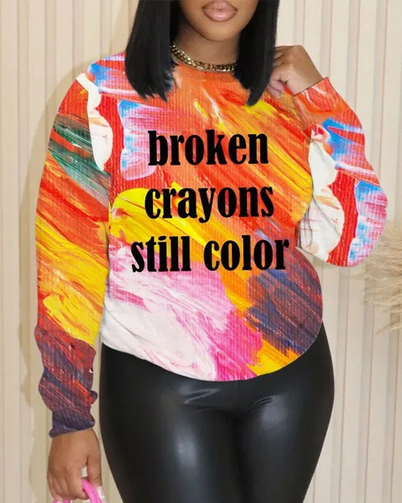 Broken Crayons Sill Color Artistic Oil Painting Style Sweatshirt